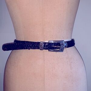 Vintage Leather Braided Belt with Silver Details